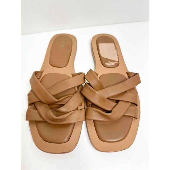 Crevo Sandals Womens Size 8.5 Brown Leather Slip On Slides‎ - Picture 1 of 8